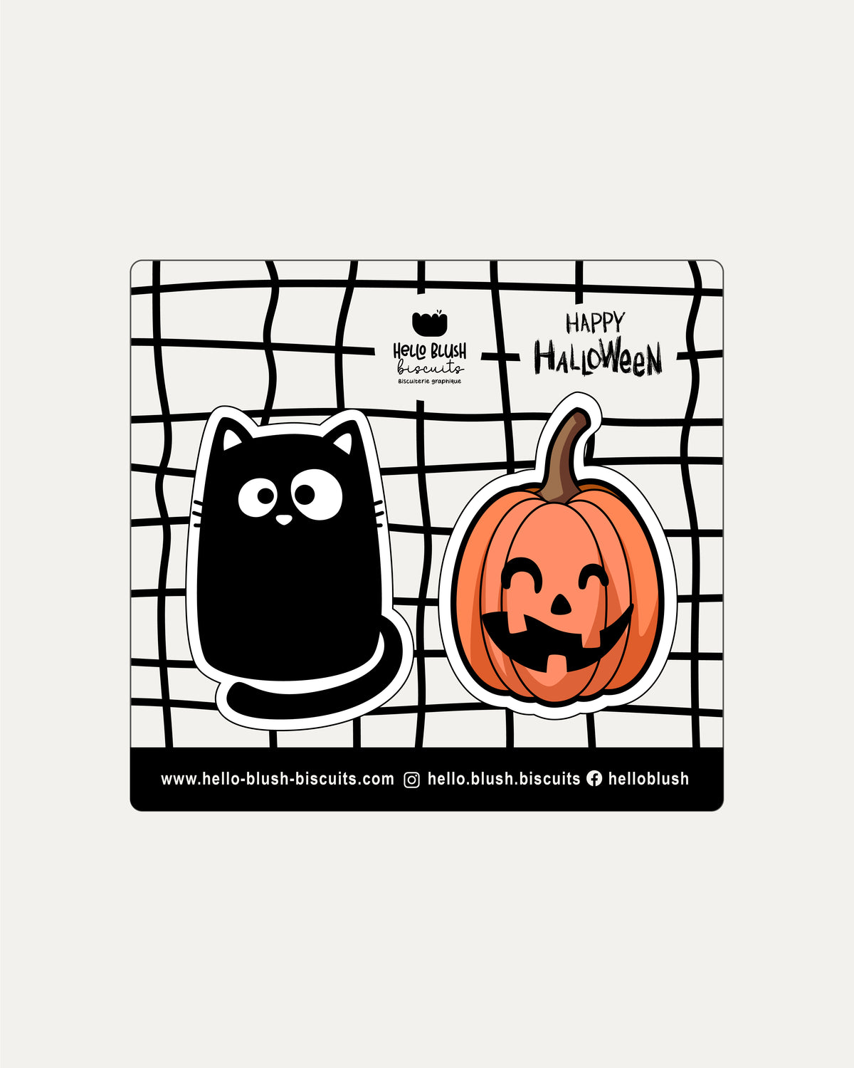 Duo Halloween chat noir et citrouille