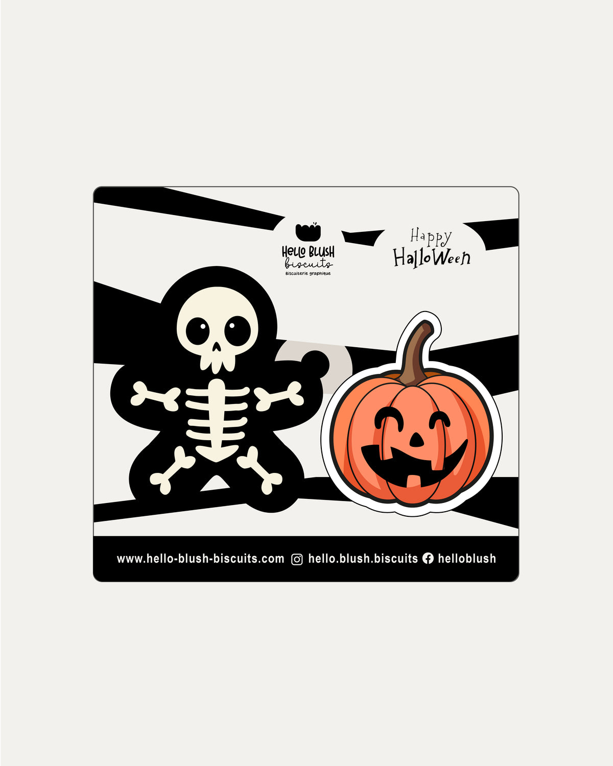 Duo Halloween squelette et citrouille